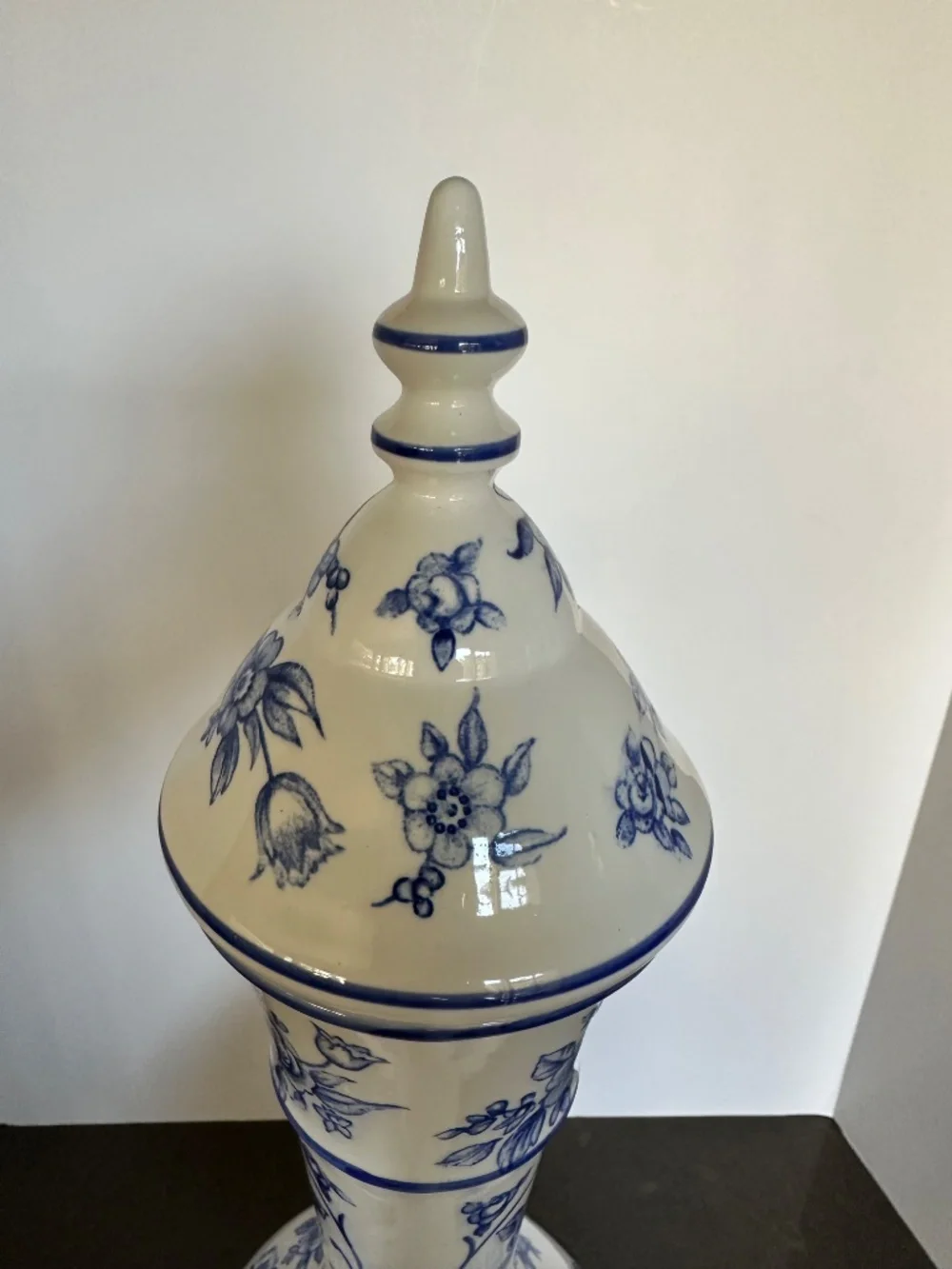 Vintage Norleans Japan Blue & White Floral Tall Teapot/Water Vessel (21 x 11 in)